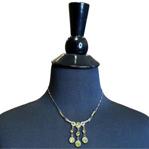 Vintage Cookie Lee Necklace and Earring Set with Green Rhinestones